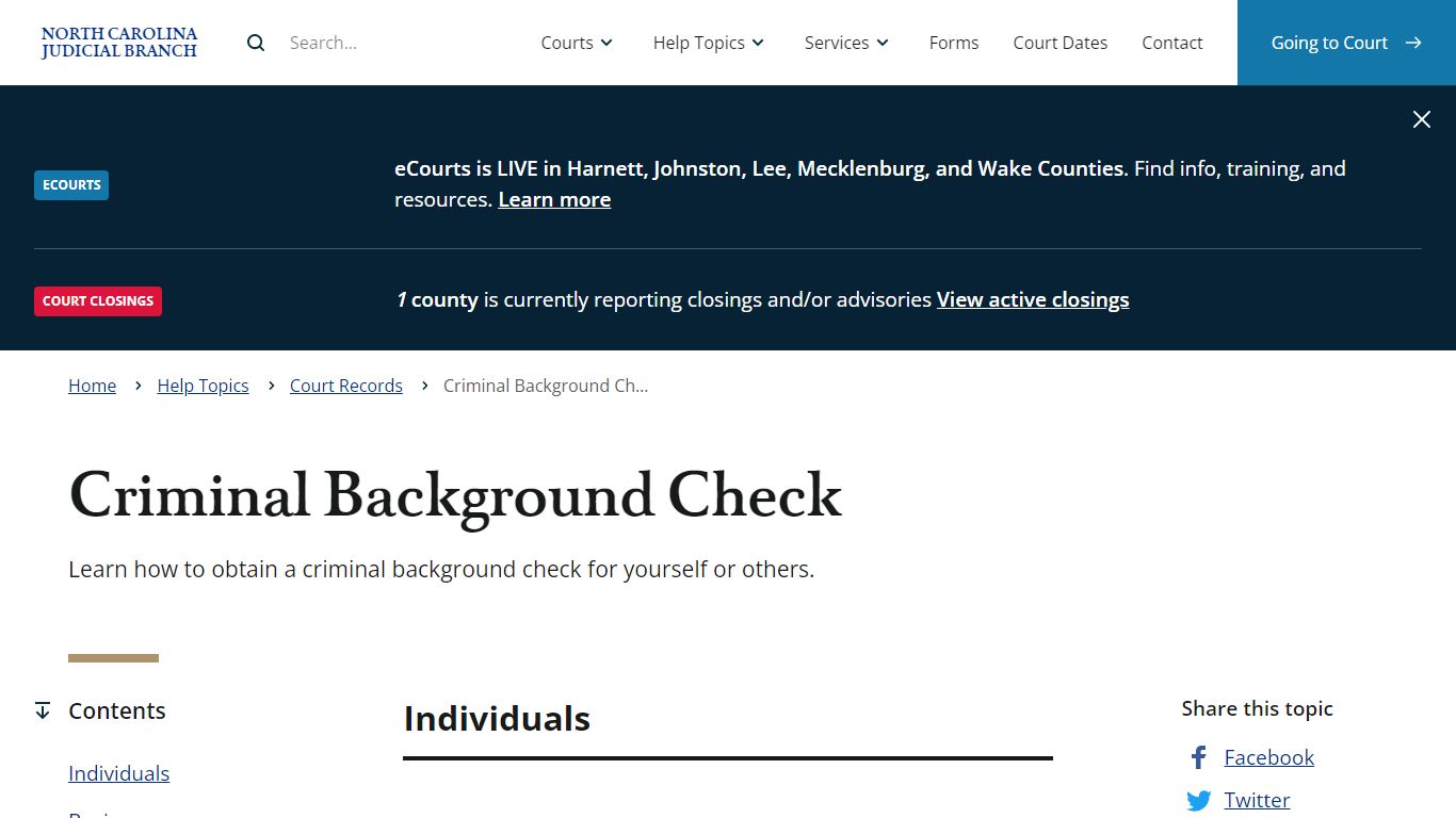 Criminal Background Check | North Carolina Judicial Branch
